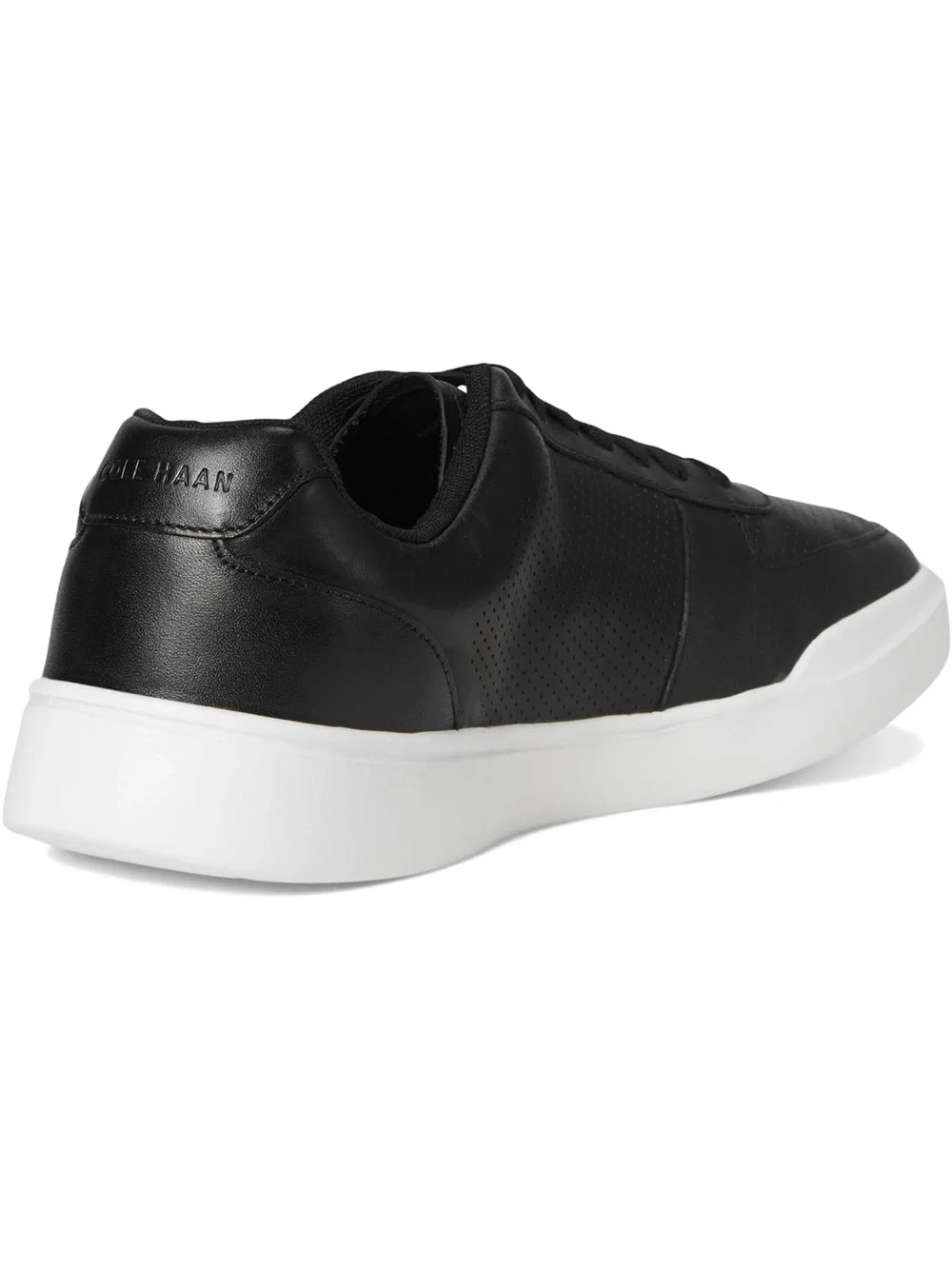 Cole Haan Men's Black Leather Low-Top Sneakers with White Sole